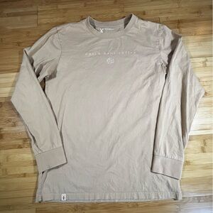 Dutch Bros Coffee Tan Long Sleeve Tee Shirt Adult L Brown Logo Barista Promo